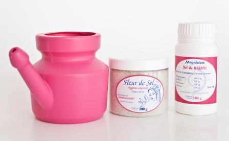 Lota en plastique valisette y compris fleur de sel et sel de magnésium